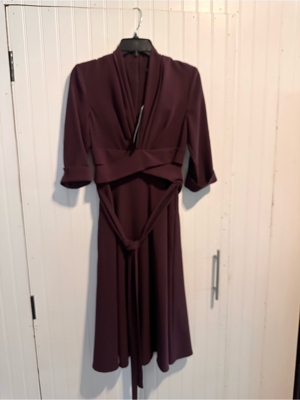 Black Halo Wrap-Style Midi Dress in Plum